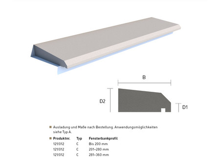 Fensterbanklprofil Sonderanfertigung 121-012 C Schaubild.