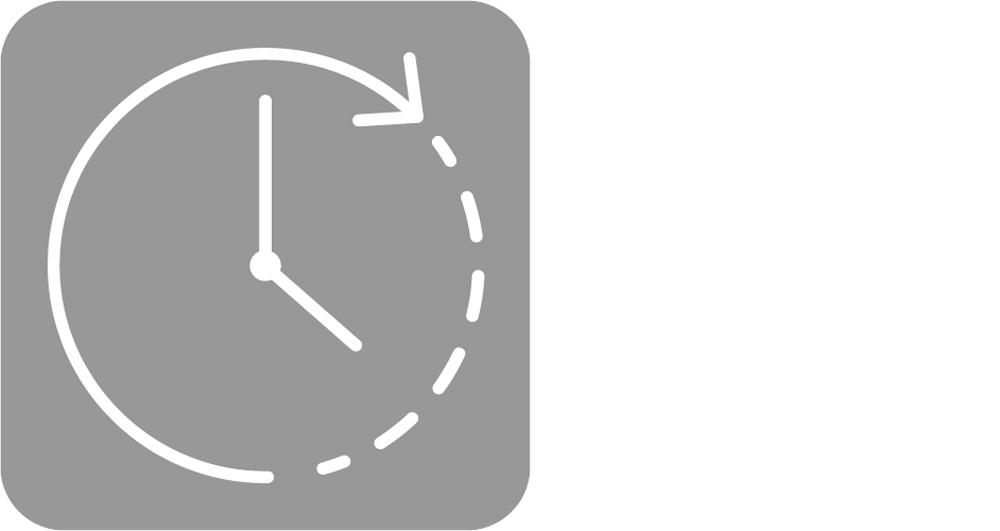 Graues langlebige Profile Icon mit Uhr und einem Pfeil.